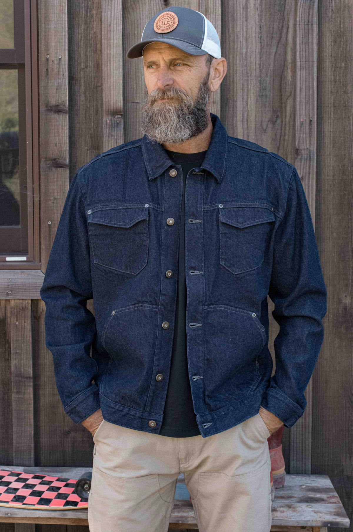 Man wearing denim jacket 