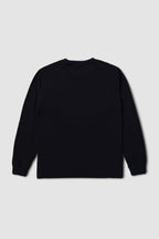 Black long-sleeve shirt on a light gray background