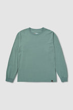 Green long-sleeve shirt on a light gray background