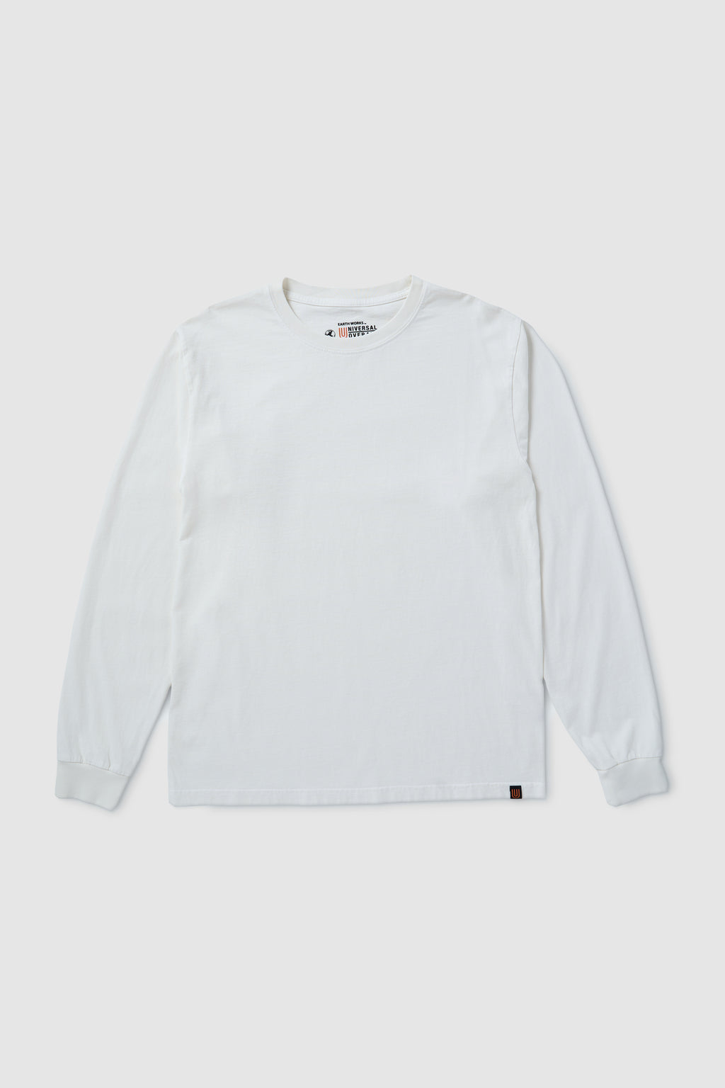 White long-sleeve shirt on a light gray background