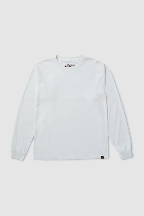 White long-sleeve shirt on a light gray background