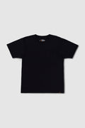 Black t-shirt with a pocket on a light gray background